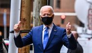 US President-elect Joe Biden departs after the event at The Queen Theater in Wilmington, Delaware, on December 1, 2020. President-elect Joe Biden announced his economic team at The Queen Theatre in Wilmington, Delaware, on December 1, 2020. / AFP / CHANDA