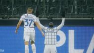 Soccer Football - Champions League - Group B - Borussia Moenchengladbach v Inter Milan - Borussia-Park, Moenchengladbach, Germany - December 1, 2020 Inter Milan's Romelu Lukaku celebrates scoring their third goal REUTERS/Leon Kuegeler

