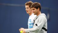 File photo: AEGON Championships - Queens Club, London - 6/6/11 Great Britain's Andy Murray (L) and coach Dani Vallverdu during a practice session. Action Images / John Sibley Livepic/File Photo