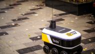 A driverless robot called Yandex.Rover, for delivering hot restaurant meals, is seen in this handout photo, in Moscow, Russia September 6, 2020. Picture taken September 6, 2020. Yandex/Handout via REUTERS
