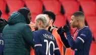 Paris Saint-Germain's decisive Champions League game with Istanbul Basaksehir was suspended on December 9 in the first half as the players walked off amid allegations of racism by one of the match officials. (AFP / FRANCK FIFE)