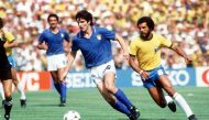 FILE PHOTO: Italy's Paolo Rossi gets away from Brazil's Junior.