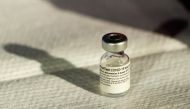 A vial of Pfizer's Covid-19 vaccine that received emergency use authorization is seen at George Washington University Hospital in Washington, DC, US December 14, 2020. Jacquelyn Martin/Pool via Reuters
