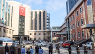 Police cordon off the area in front of the privately-run Sanko University Hospital in Gaziantep after nine patients, all infected with Covid-19, died in a fire on December 19, 2020. AFP /Kadir Gunes AND Kadir Gunes