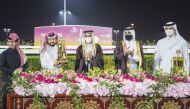 Minister of Culture and Sports, H E Salah bin Ghanem Al Ali, Qatar Racing and Equestrian Club (QREC) Chairman Issa bin Mohammed Al Mohannadi,  Chairman of the Qatar and Asian Equestrian Federations and Vice Chairman of QREC, Hamad bin Abdulrahman Al Attiy