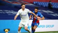 December 28, 2020 Leicester City's Jonny Evans in action with Crystal Palace's Andros Townsend Pool via REUTERS/Marc Atkins