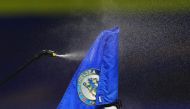 December 21, 2020 General view of corner flag being sprayed with disinfectant Pool via REUTERS/Catherine Ivill