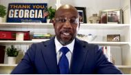 Democratic US Senate candidate Raphael Warnock speaks on his campaign's Youtube account after the runoff election against Republican Senator Kelly Loeffler in Atlanta, Georgia, US January 6, 2021. Warnock for Georgia/Social Media via Reuters