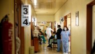 A general view of the cabinets' hallway where medical workers receive the Pfizer-BioNTech coronavirus disease (COVID-19) vaccine at Santa Maria hospital in Lisbon, Portugal, December 28, 2020. REUTERS/Pedro Nunes/File Photo