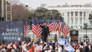 U.S. President Donald Trump waves to supporters during a rally to contest the certification of the 2020 U.S. presidential election results by the U.S. Congress, in Washington, U.S, January 6, 2021. REUTERS/Jim Bourg
