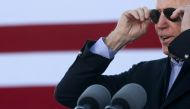 U.S. President-elect Joe Biden campaigns for Democratic U.S. Senate candidates Jon Ossoff and Raphael Warnock at a rally ahead of runoff elections in Atlanta, Georgia, U.S. January 4, 2021. REUTERS/Jonathan Ernst

