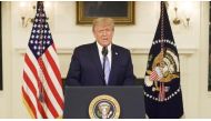 U.S President Donald Trump gives an address, a day after his supporters stormed the U.S. Capitol in Washington, U.S., in this still image taken from video provided on social media on January 8, 2021. Donald J. Trump via Twitter/via REUTERS
