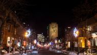 Crescent Street, a street known for its nightlife, is seen on the first night after a curfew is imposed by the Quebec government to help slow the spread of the coronavirus disease (COVID-19) pandemic in Montreal, Quebec, Canada January 9, 2021. REUTERS/Ch