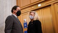Rep. Jamie Raskin (D-MD) talks with Rep. Liz Cheney (R-WY) in the U.S. Capitol after the House voted on a resolution demanding U.S. Vice President Pence and the cabinet remove President Trump from office, in Washington, U.S., January 12, 2021. Reuters/Eri