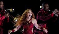 Recording artist Shakira performs during the halftime show in Super Bowl LIV at Hard Rock Stadium. Kirby Lee-USA TODAY Sports/File Photo
