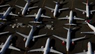 FILE PHOTO: Grounded Boeing 737 MAX aircraft are seen parked in an aerial photo at Boeing Field in Seattle, Washington, U.S. July 1, 2019. REUTERS/Lindsey Wasson/File Photo
