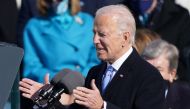 U.S. President Joe Biden delivers his speech after he was sworn in as the 46th President of the United States on the West Front of the U.S. Capitol in Washington, U.S., January 20, 2021. REUTERS/Kevin Lamarque
