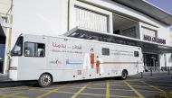 A mobile truck used for the 'Qatar, in our Blood' campaign at the Mall of Qatar.