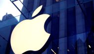 The Apple Inc logo is seen hanging at the entrance to the Apple store on 5th Avenue in Manhattan, New York, U.S., October 16, 2019. REUTERS/Mike Segar/File Photo