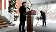 Canada's Prime Minister Justin Trudeau attends a news conference at Rideau Cottage, as efforts continue to help slow the spread of the coronavirus disease (COVID-19), in Ottawa, Ontario, Canada January 22, 2021. REUTERS/Blair Gable
