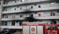 A firetruck is seen at the site of COVID-19 hospital Matei Bals, after a fire broke out in one of its buildings, in Bucharest, Romania January 29, 2021. Inquam Photos/Octav Ganea/via REUTERS ATTENTION EDITORS - THIS IMAGE WAS PROVIDED BY A THIRD PARTY. RO