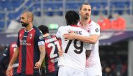 AC Milan's Franck Kessie celebrates scoring their second goal with teammate Zlatan Ibrahimovic REUTERS/Alberto Lingria
