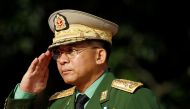File photo: Myanmar Commander in Chief Senior General Min Aung Hlaing salutes as he attends an event marking the anniversary of Martyrs' Day at the Martyrs' Mausoleum in Yangon July 19, 2016. Reuters/Soe Zeya Tun/File Photo