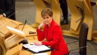 Scottish First Minister Nicola Sturgeon attends a session at the Parliament in Edinburgh, Scotland Britain January 28, 2021. Robert Perry/Pool via REUTERS
