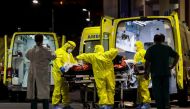 FILE PHOTO: A COVID-19 patient transferred from Lisbon arrives at Nelio Mendonca Hospital in Funchal, amid the coronavirus disease (COVID-19) pandemic, in Funchal, on the island of Madeira, Portugal, January 29, 2021. REUTERS/Duarte Sa/File Photo
