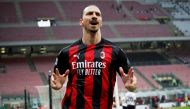 Soccer Football - Serie A - AC Milan v Crotone - San Siro, Milan, Italy - February 7, 2021 AC Milan's Zlatan Ibrahimovic celebrates scoring their first goal REUTERS/Alessandro Garofalo TPX IMAGES OF THE DAY
