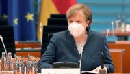 German Chancellor Angela Merkel arrives for the weekly cabinet meeting at the Chancellery in Berlin, Germany, February 3, 2021. Michael Sohn/Pool via REUTERS
