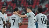 Bayern Munich's Robert Lewandowski (second right) celebrates with team-mates after scoring a goal against Al Ahly in the second semi-final. PIC: Salim Matramkot/The Peninsula