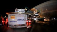 Deputy Foreign Minister Martha Delgado attends the arrival of a container transporting the active ingredient for 2 million doses of China's CanSino COVID-19 vaccine at the Benito Juarez International airport, amid coronavirus disease (COVID-19) pandemic, 