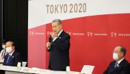 Tokyo 2020 Olympics organizing committee president Yoshiro Mori announces his resignation as he takes responsibility for his sexist comments at a meeting with council and executive board members at the committee headquarters, in Tokyo, Japan February 12, 