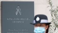 A police officer stands outside King Edward VII's Hospital, where Britain's Prince Philip was admitted, in London, Britain, February 22, 2021. REUTERS/Matthew Childs