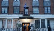 Police officers stand outside King Edward VII's Hospital, where Britain's Prince Philip was admitted, in London, Britain, February 23, 2021. REUTERS/Hannah McKay
