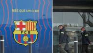 Mossos d'Esquadra police officers enter the offices of FC Barcelona in Barcelona, Spain, March 1, 2021. REUTERS/Albert Gea