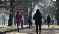Joggers run at the Volkspark Friedrichshain, amid the coronavirus disease (COVID-19) pandemic, in Berlin, Germany March 2, 2021. REUTERS/Annegret Hilse
