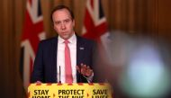 British Health Secretary Matt Hancock speaks at the government coronavirus briefing at Downing Street in London, Britain March 5, 2021. Dan Kitwood/Pool via REUTERS