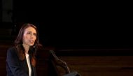 Prime Minister Jacinda Ardern addresses supporters at a Labour Party event in Wellington, New Zealand, October 11, 2020. REUTERS/Praveen Menon/File Photo