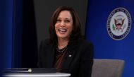U.S. Vice President Kamala Harris? smiles after delivering a keynote address to the House Democratic Caucus virtually on camera from the Eisenhower Executive Office Building at the White House in Washington, U.S. March 2, 2021. REUTERS/Jonathan Ernst

