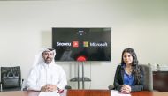Lana Khalaf and Hamad Al Hajri during the agreement signing event.