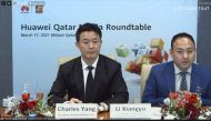 Charles Yang (left), President of Huawei Middle East and Li Xiangyu, Vice President of Huawei Middle East during the event.
