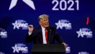 FILE PHOTO: Former U.S. President Donald Trump speaks at the Conservative Political Action Conference (CPAC) in Orlando, Florida, U.S. February 28, 2021. REUTERS/Joe Skipper/File Photo
