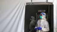 A medical worker looks on at the coronavirus disease (COVID-19) testing centre in Kuala Lumpur Hospital, in Kuala Lumpur, Malaysia February 16, 2021. REUTERS/Lim Huey Teng