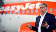 FILE PHOTO: EasyJet CEO Johan Lundgren gestures as he talks to media at Gatwick Airport, Britain, June 15, 2020. REUTERS/Peter Cziborra/File Photo
