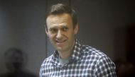 FILE PHOTO: Russian opposition politician Alexei Navalny attends a court hearing in Moscow, Russia February 20, 2021. REUTERS/Maxim Shemetov