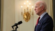 U.S. President Joe Biden speaks about the mass shooting in Colorado from the State Dining Room at the White House in Washington, U.S., March 23, 2021. REUTERS/Jonathan Ernst

