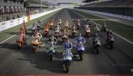 MotoGP riders posing for the official class photograph at the Losail International Circuit yesterday ahead of the Barwa Grand Prix of Qatar. PIC: MOTOGP