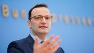 Germany's Health Minister Jens Spahn speaks during a news conference on the coronavirus disease (COVID-19) pandemic in Berlin, Germany March 26, 2021. REUTERS/Hannibal Hanschke/Pool